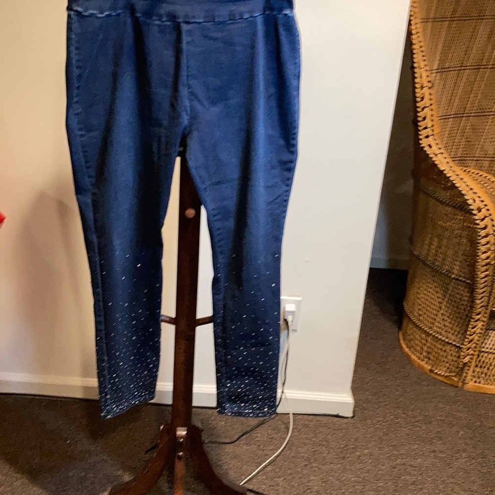 MAKE AN OFFER Ethyl Rhinestones blue denim jeans Ethyl clothing plus size 18